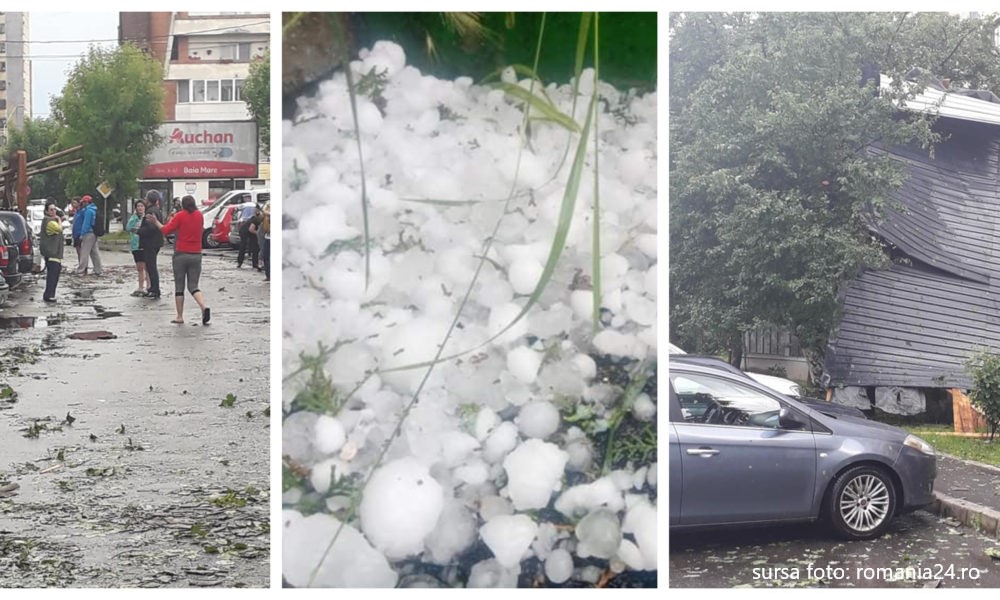 Furtunile au făcut ravagii și în Baia Mare. Un copac a căzut peste un bărbat, iar un acoperiș a fost smuls