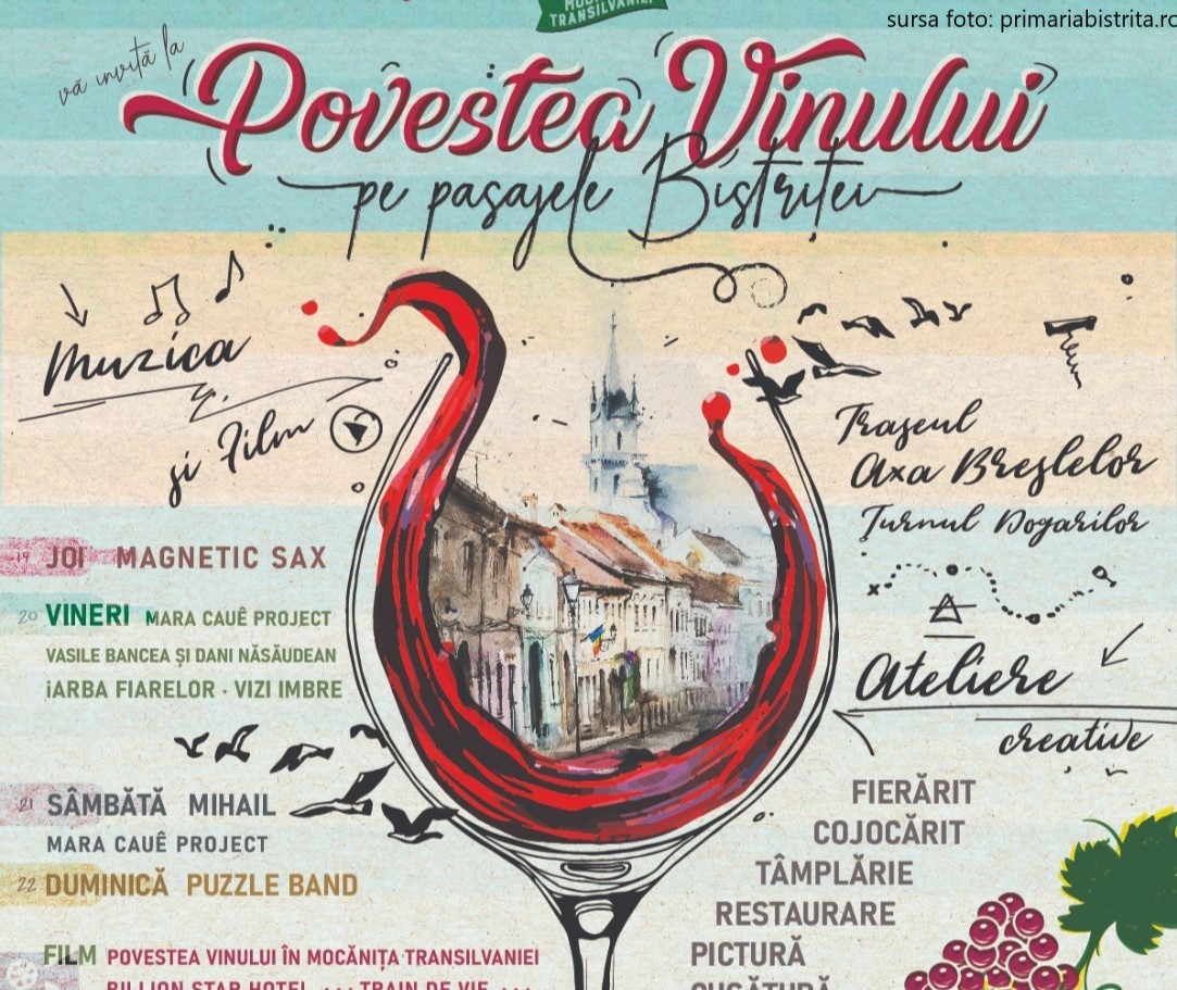 Evenimentul "Povestea Vinului pe Pasajele Bistriței" își așteaptă oaspeții între 19 și 22 august